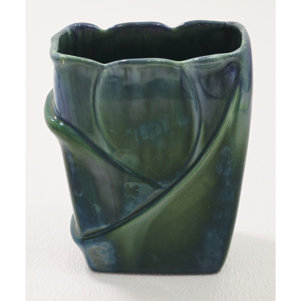 Vintage Royal Haeger USA Pottery R651 Tulip Rectangle Drip Glaze Vase